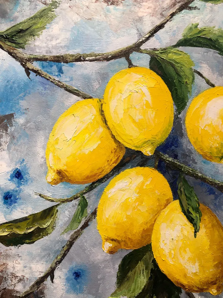 Lemons Oil Painting Fruits Original Wall Art Kitchen Still life Food Paintings