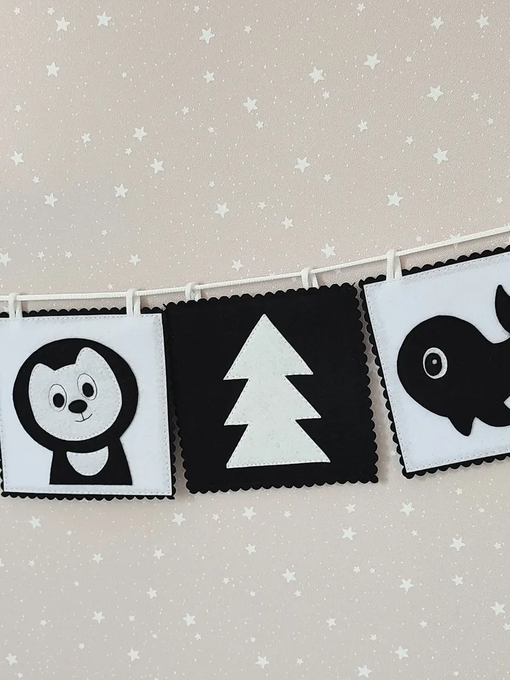 High Contrast quiet book pattern , Infant Stimulation Contrasting Pattern, Black and white felt cards for baby svg, Montessori newborn pdf