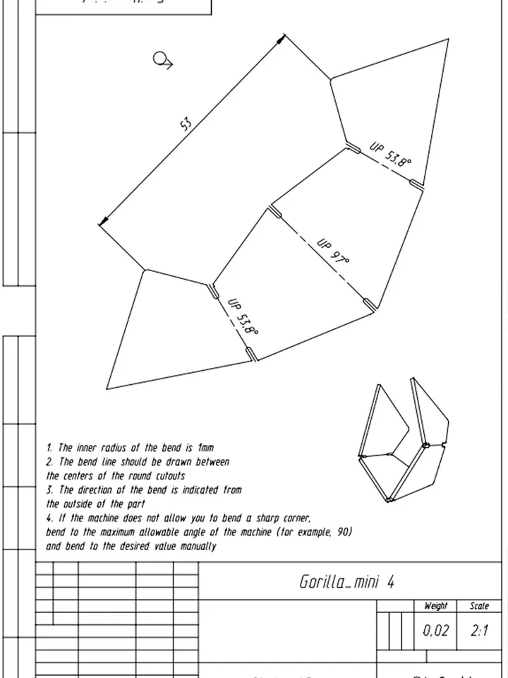 Welding Project Plans Drawings Mini Gorilla (DXF, PDF)