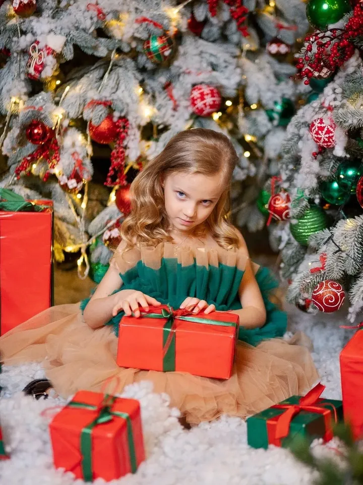 Emerald Green Tutu Dress, Christmas Dress Girl, Ruffle Tulle Dress, Little Girl Princess Dress, Holiday Photoshoot, Toddler Party Dress