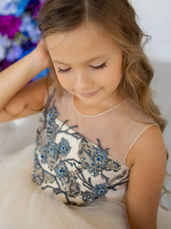 Ombre Maxi Dress, Flower Girl Dress, Elegant Dress, Tiered Dress, Girl Birthday Dress, Tulle Gown Dress, Princess Dress, Birthday Photoshoot