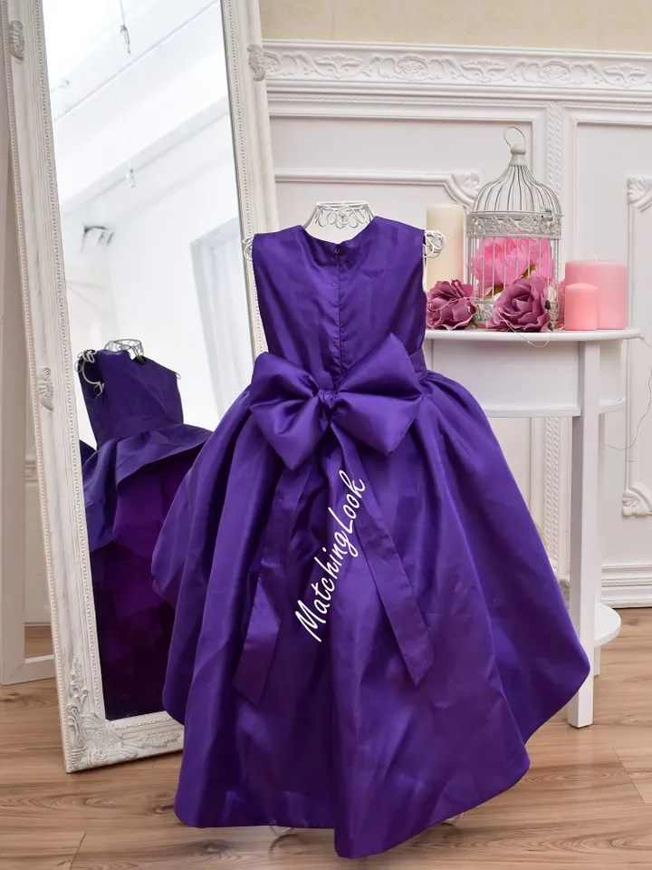 Ultra Violet 1st Birthday Outfit Girl, Flower Girl Dress, Purple Tutu Dress, Dress with train, Party Wedding Birthday Dresses, Baby Girl