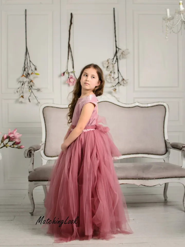 Dresses For Girls, Flower Girl Dress, Dusty Rose Flower Dress, Princess Dress, Formal Girl Dress, Fairytale Dress, Wedding Girl Dress