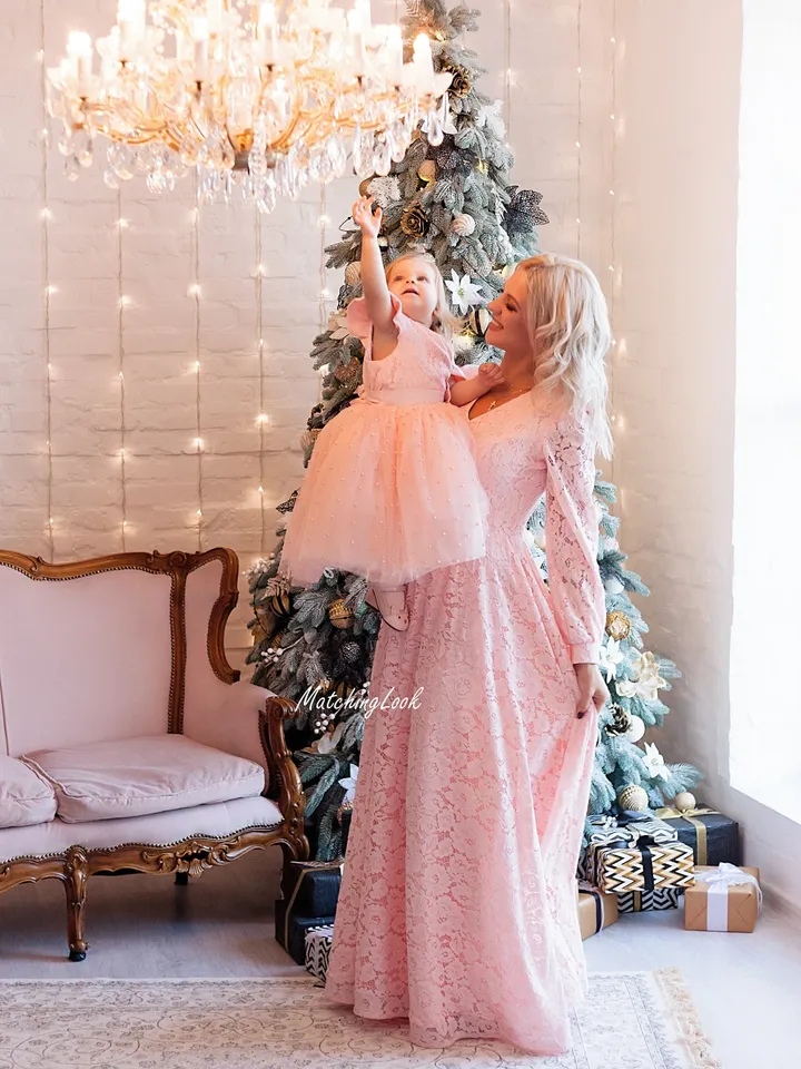 Custom order - mommy and me peach matching dresses