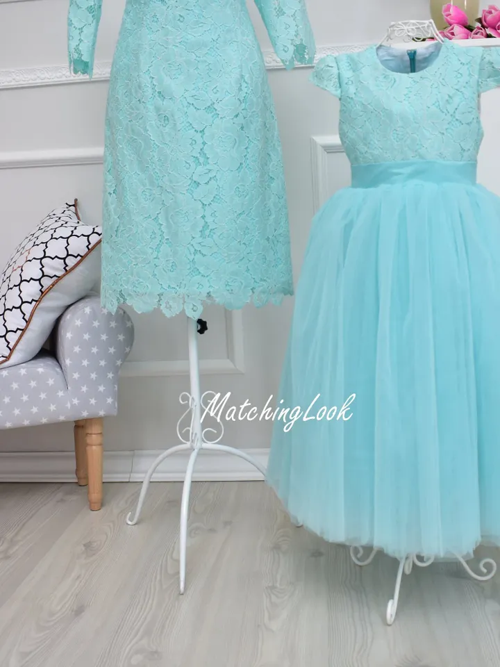 Mint Mommy and Me Dresses, Matching Mother Daughter Dress, Sky Blue Lace Dress, Baby Girl Dress, Photoshoot Dress, Princess Dress, Birthday