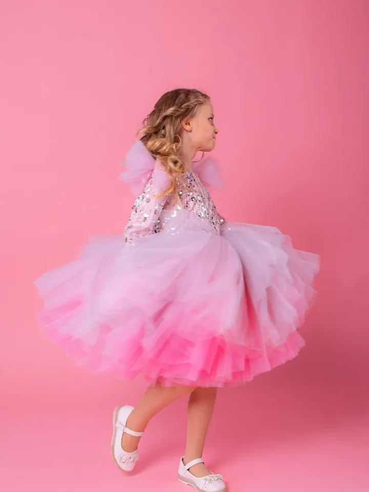 New Year Tutu Dress, Sequin Girl Dress, Sparkly Dress Toddler, Long Sleeves Dress, Holiday photoshoot, Tulle Girl Dress, Princess Dress