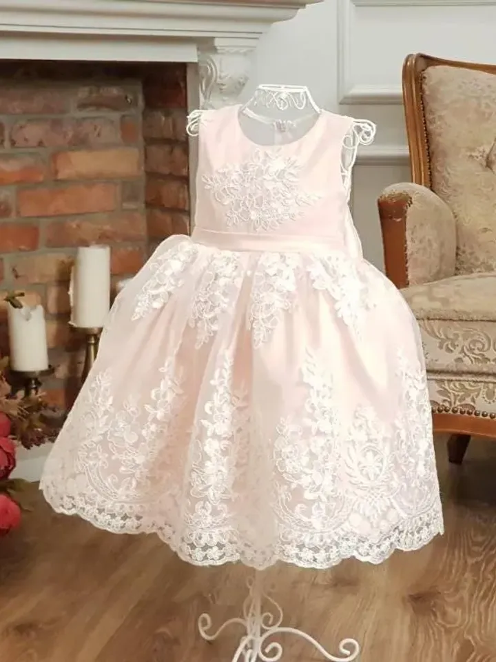 Pink Flower Girl Dress Lace Dress, Girl Birthday Dress Tutu Pink lace, Pageant Dress, First Communion Toddler Infant Baby Girl Dress Wedding