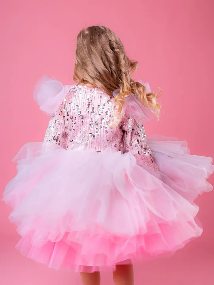 New Year Tutu Dress, Sequin Girl Dress, Sparkly Dress Toddler, Long Sleeves Dress, Holiday photoshoot, Tulle Girl Dress, Princess Dress
