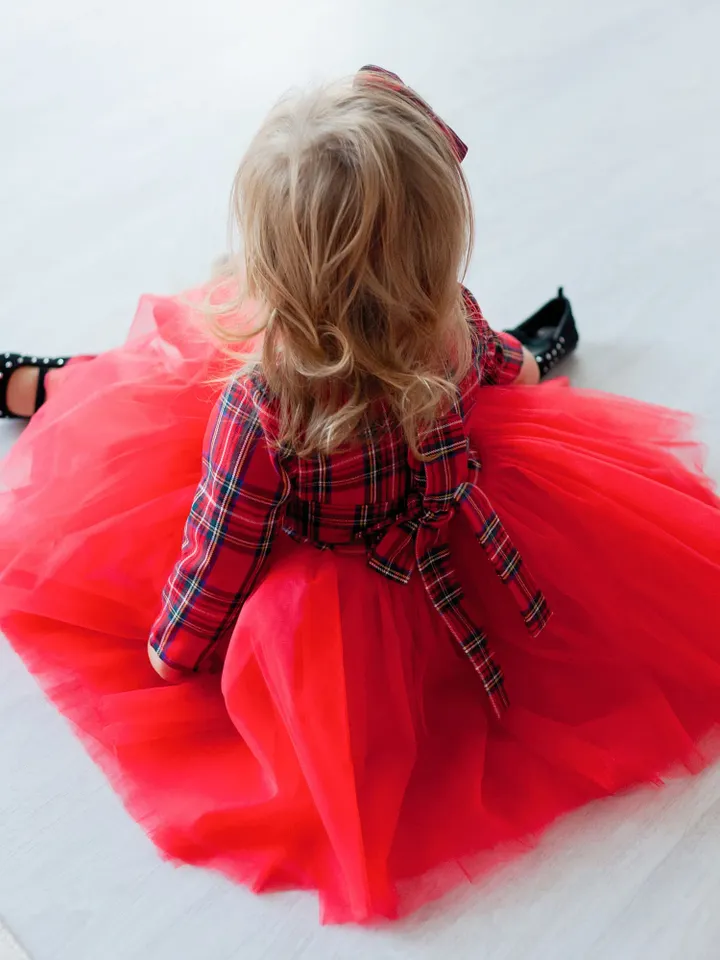 Baby Girl Christmas Dress, Baby Tartan Dress, Red Plaid Tutu Dress, Toddler Holiday Dress, Xmas Photo Props, Christmas Party Dress, Occasion