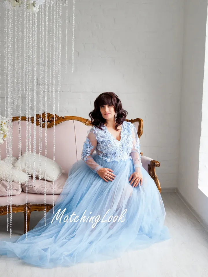 Maternity Dress For Baby Shower, Blue Maternity Dress, Maternity Gown Photo Shoot, Pregnancy Dress, Photo Shoot Gown, Formal Maternity Gown
