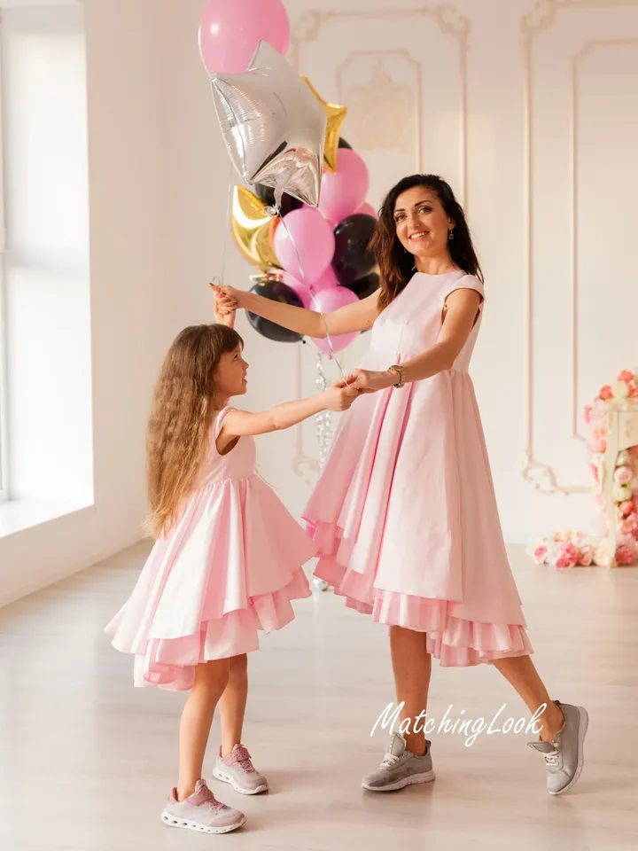 Mommy And Me Dresses, Mother Daughter Matching Dresses, Pink Birthday Dress, Photoshoot Dress, Princess Dress, Girl Sundress, Minimalist