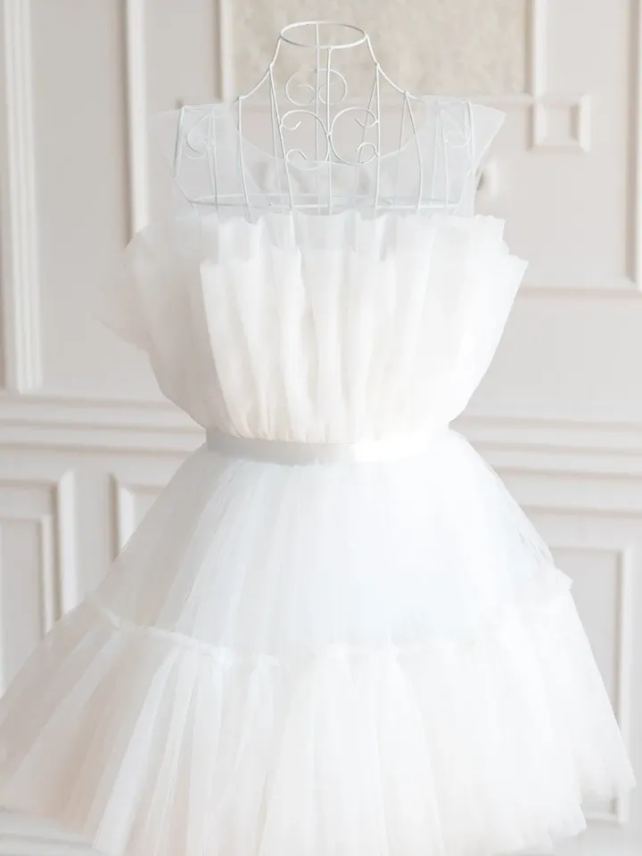White Tulle Mini Dress, Women Tutu Dress, Short Wedding Dress, Tulle Short Dress, White Party Dress, Bridesmaid Dress, Second Bridal Dress