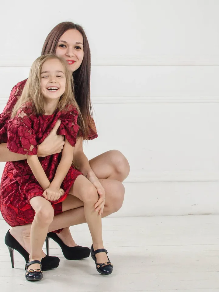 Mother Daughter Matching Dresses, Mommy And Me Outfit, Burgundy Lace Dresses, Matching Set, 1st Birthday Outfit,Wedding Guest Matching Dress