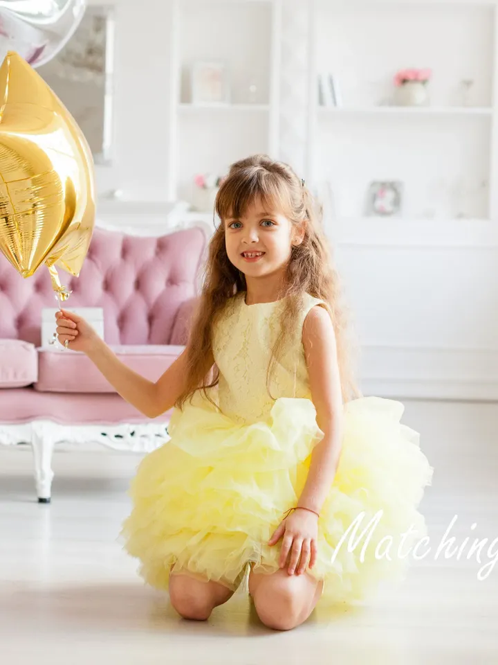 Yellow Tutu Dress, Birthday Dress, Toddler Girl Tulle Dress, Special Occasion, Flower Girl Dress, Summer Photoshoot, Girl Sundress, Boho