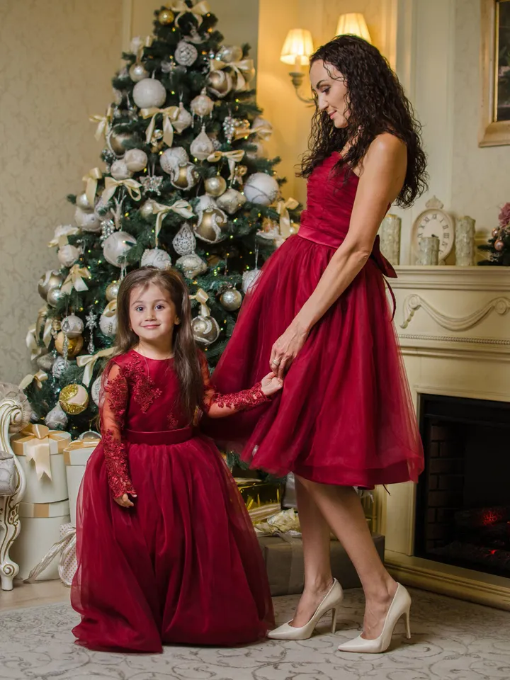 Mom And Daughter Matching Outfits For Christmas Wedding Family - Main Image