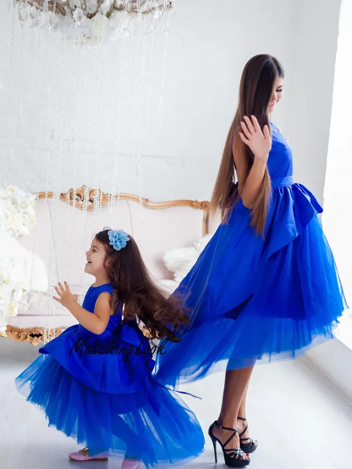 Mommy And Me Dress, Matching Mother Daughter Dress, Flower Girl Dress, Hanukkah Dress, Photoshoot Dress, Matching Blue Dresses, Formal Dress
