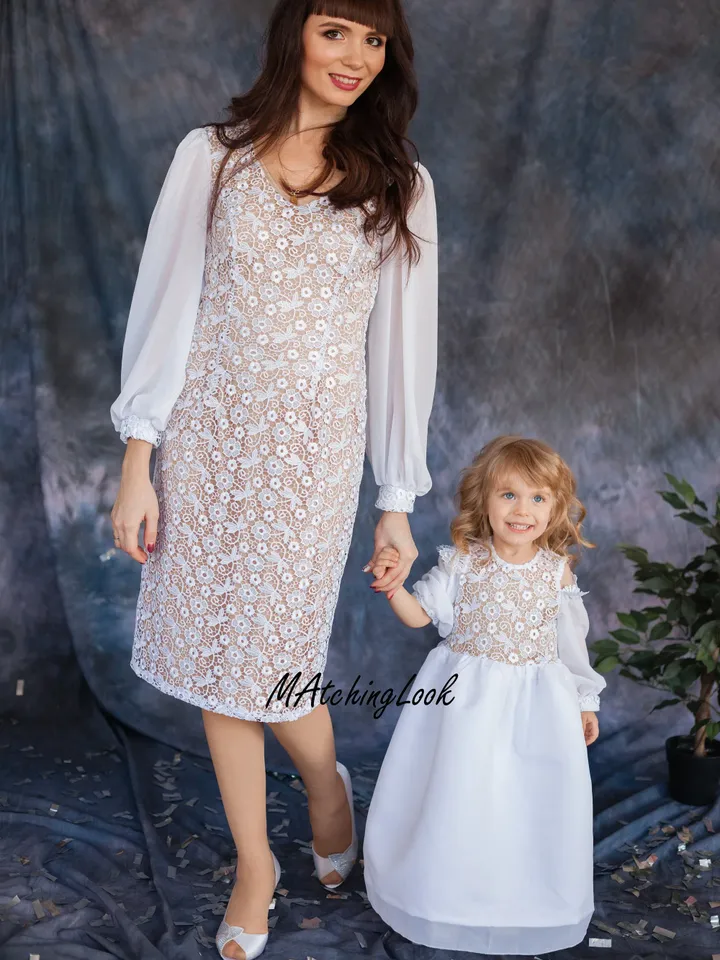 Baptism Mommy And Me Outfits, Mother Daughter Matching Dresses, First Communion Dress, Christening Dresses, Girl White Dress, Blessing Dress