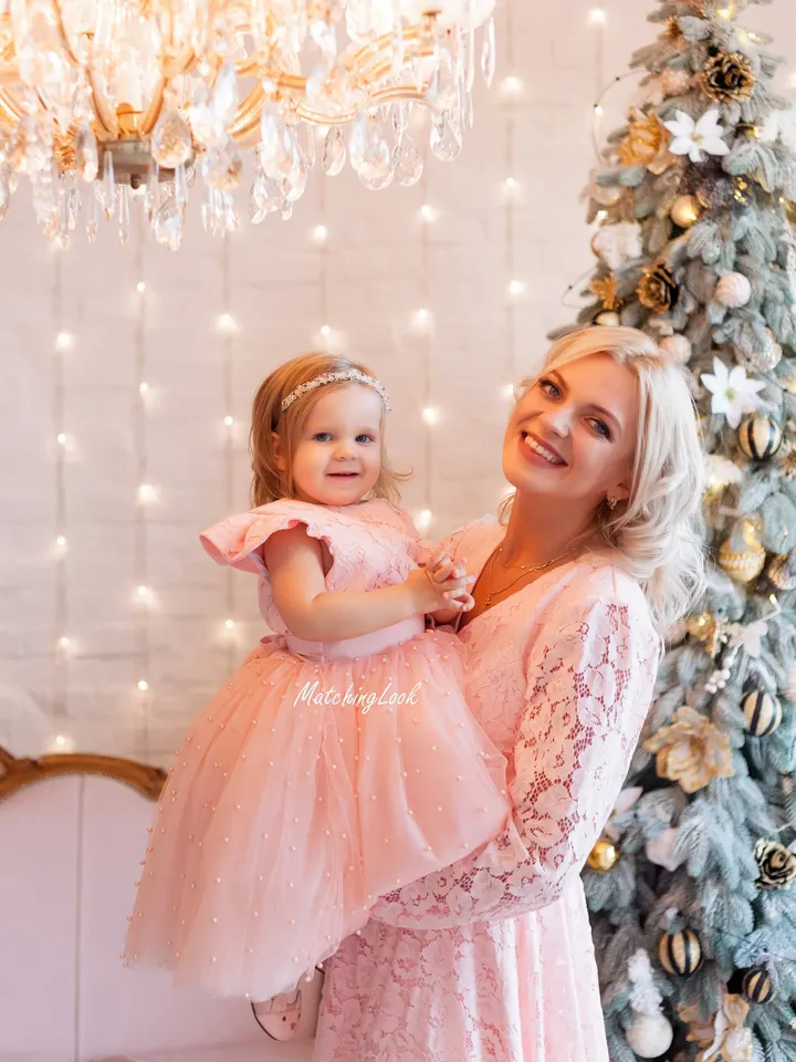 Custom order - mommy and me peach matching dresses