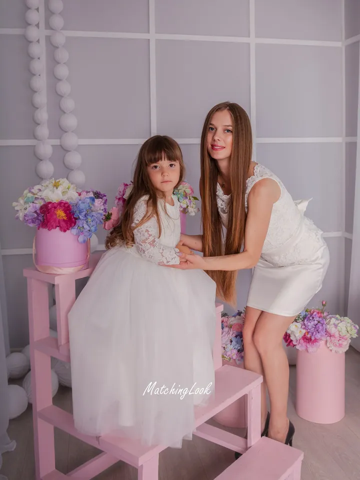 White Matching Dress, Mommy and Me Outfit, First Baptism Dress, Elegant Dress, Matching Mother Daughter Dress, Photoshoot Dress, Formal
