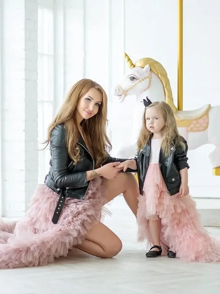 Mommy And Me Dress, Blush Pink Matching Dress, Special Occasion Dress, Flower Girl Dress, Mom And Daughter Dress, Layered Dresses, Photo