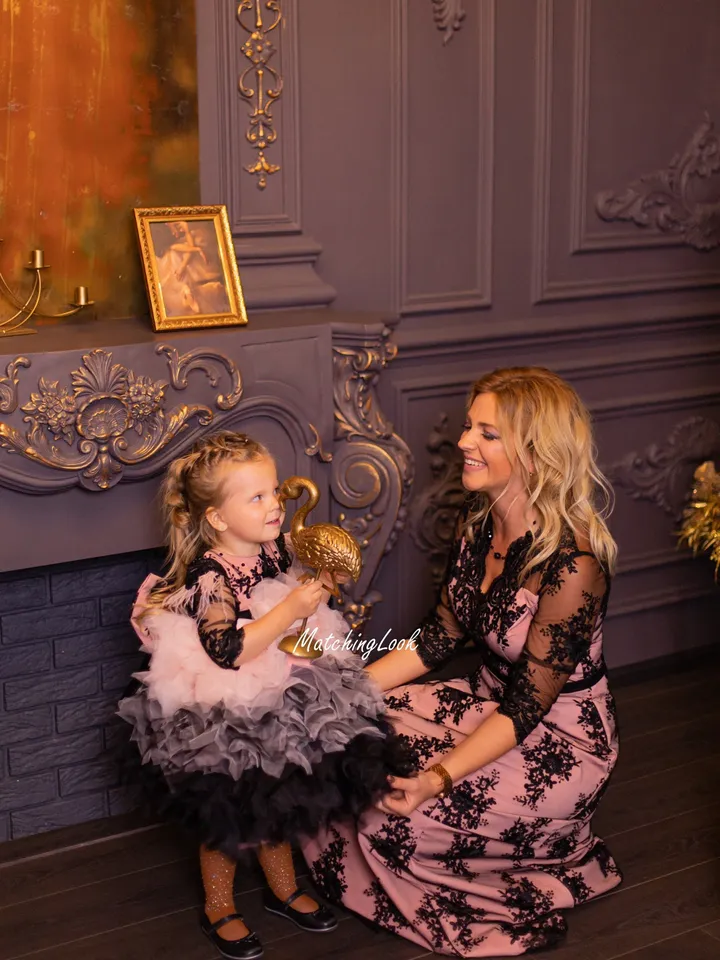 Mother Daughter Matching Dresses, Matching Lace Dress, Matching Guest Dress, Wedding Formal Dress,Matching Birthday Outfit,Matching Occasion
