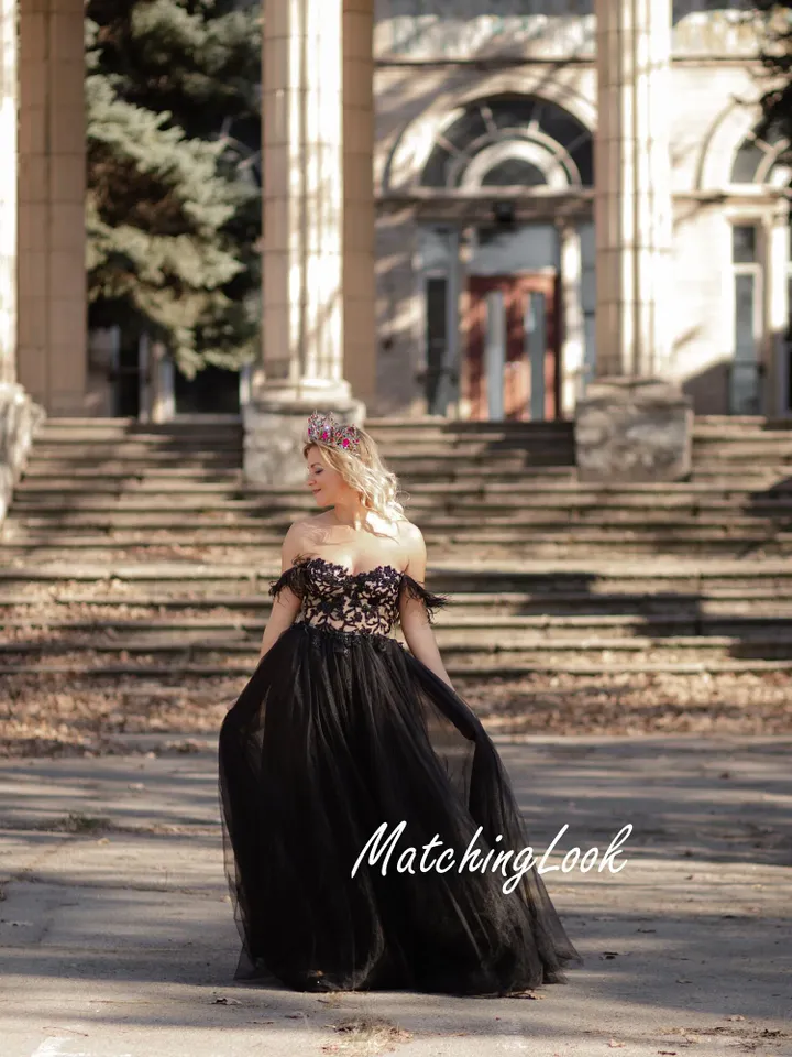 Black Wedding Dress, Black Lace Wedding Dress, Gothic Wedding Dress, Dark Wedding Dress, Tulle Wedding Dress, Bridesmaid Dress, Homecoming