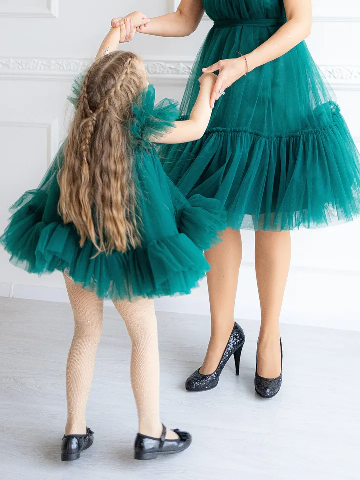 Emerald Green Dresses, Mother And Daughter Matching Dresses, Tulle Mommy And Me Party Dress, Matching Photoshoot Dress, Baby Girl Tutu Dress