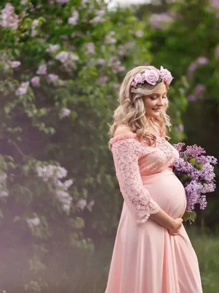Maternity Gown, Pregnancy Dress, Lace Maternity Dress, Formal Maternity Gown, Maternity Photoshoot Dress, Maternity Photo Props, Photo Gown
