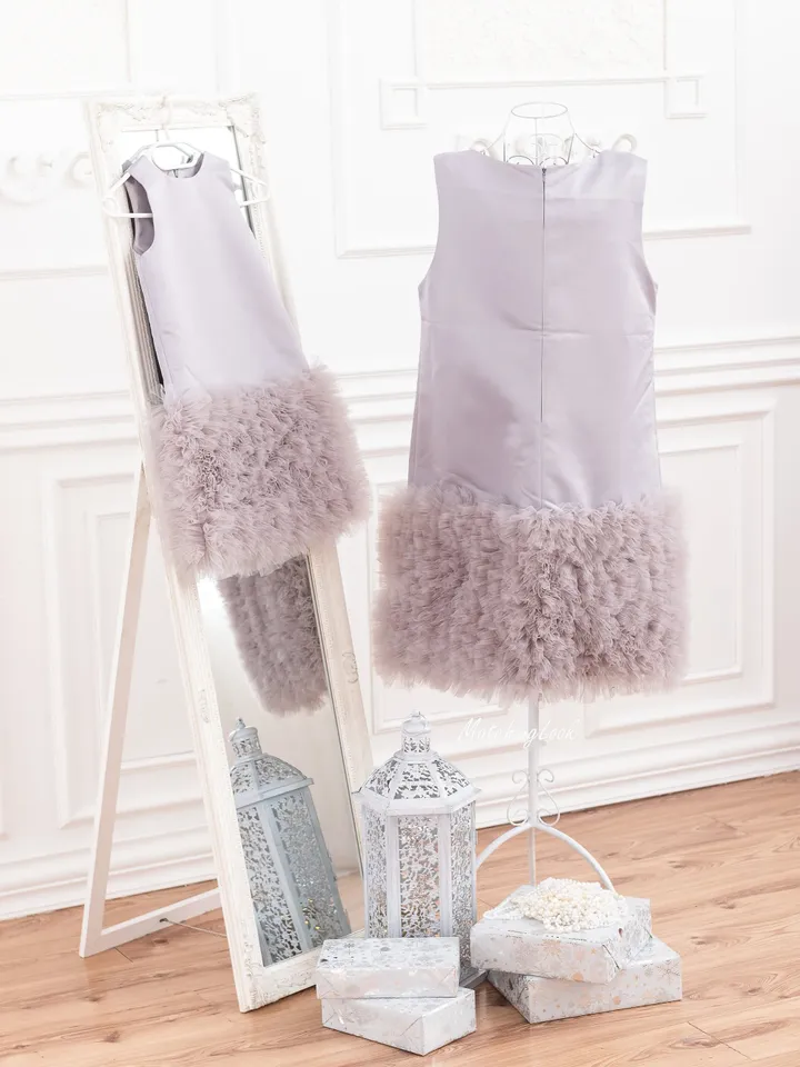 Mommy And Me Party Dresses, Matching Tulle Dress, Toddler Girl Dress, Matching Tutu Dress, Pearl Gray Dress, Cute Girl Dress,Loose Fit Dress
