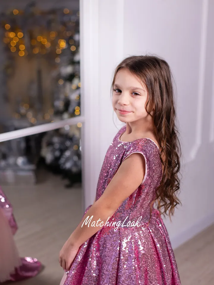 Sequin Tutu Dress, Princess Dress With Train, New Year Dress, Pink Puffy Dress, Toddler Party Dress, Mermaid Dress, Holiday Photoshoot