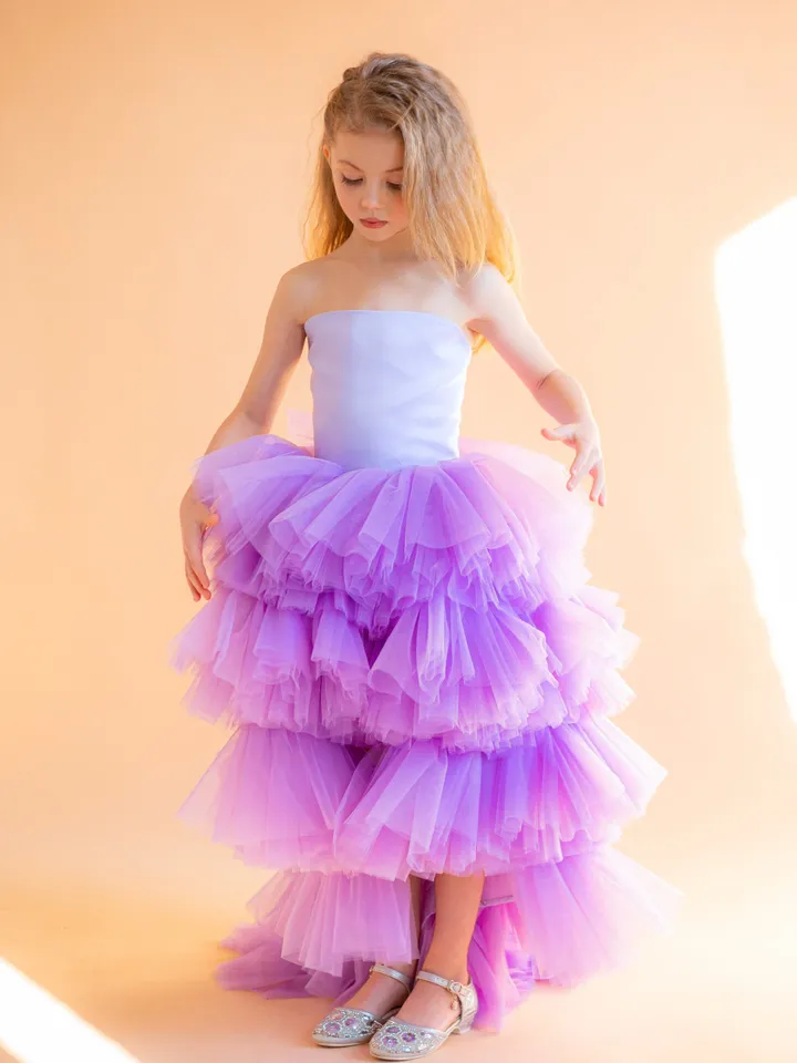 Girl Pageant Dress, Photography Dress, Lavender Tulle Dress, Flower Girl Dress, Toddler High Low Dress, Ruffle Party Dress, Princess Dress