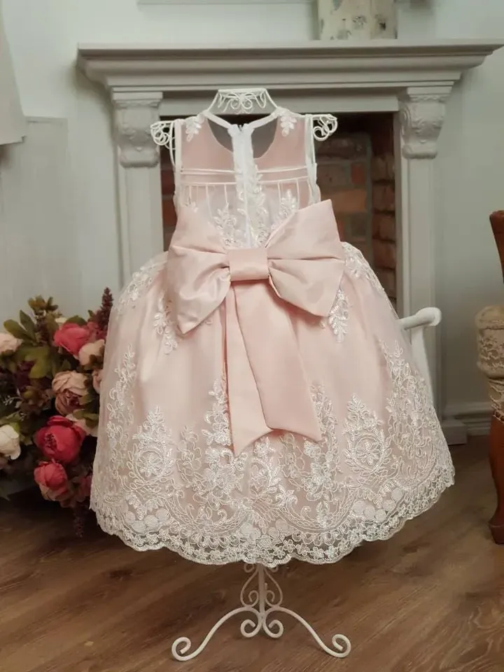 Pink Flower Girl Dress Lace Dress, Girl Birthday Dress Tutu Pink lace, Pageant Dress, First Communion Toddler Infant Baby Girl Dress Wedding