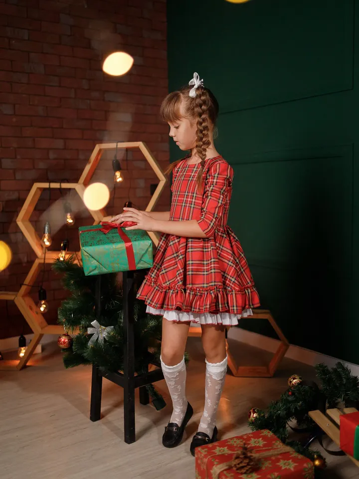 Tartan Girl Dress, Christmas Toddler Dress, Red Plaid Dress, Holiday Photoshoot Dress, Plaid Ruffle Dress, Red Tartan Dress, Girl Tutu Dress