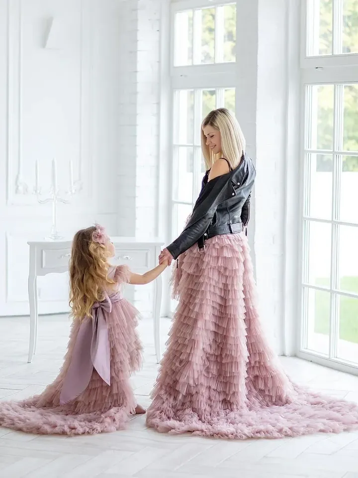 Mommy And Me Dress, Blush Pink Matching Dress, Special Occasion Dress, Flower Girl Dress, Mom And Daughter Dress, Layered Dresses, Photo