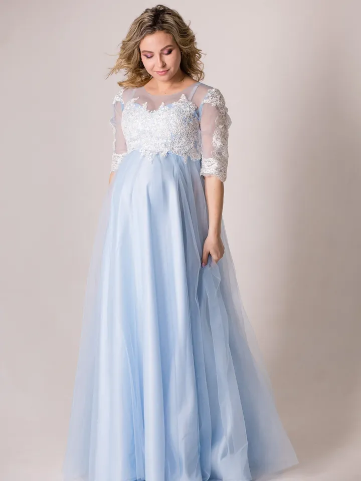 Light blue maternity dress for baby shower hotsell