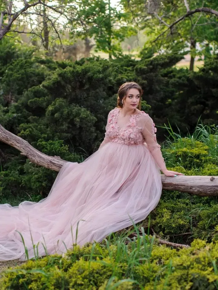 Tulle Maternity Dress, Blush Lace Tulle Dress, Pink Tulle Gown, Pregnancy Dress, Photoshoot Gown, Photo Props Dress, Photosession Dress