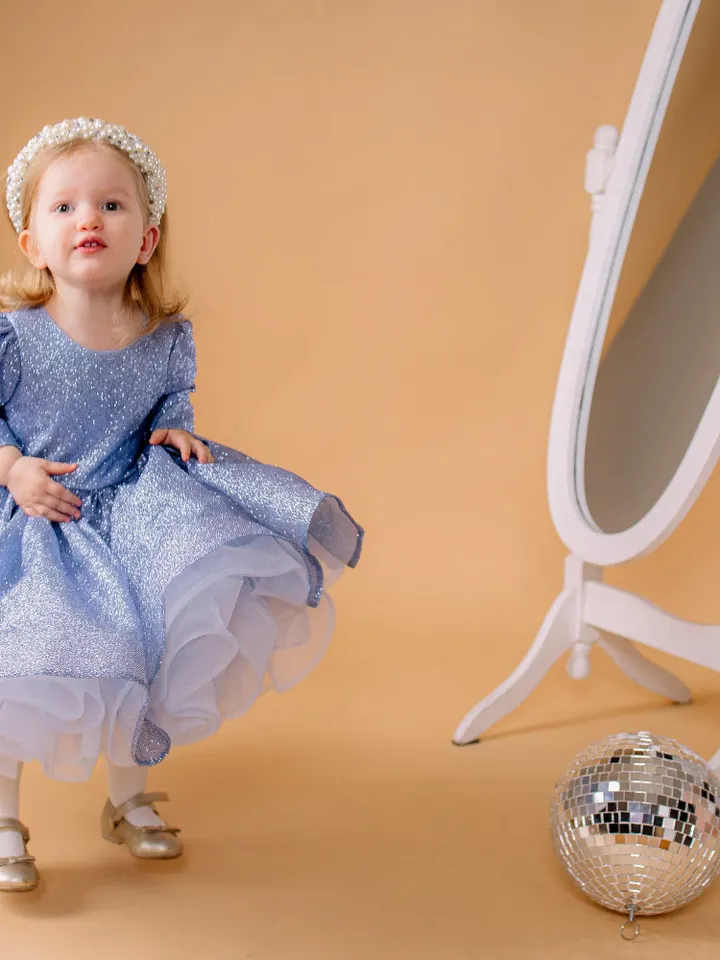 Blue Sparkling Baby Dress, Girl Tutu Dress, 1st Birthday Dress, Glitter Dress, Cake Smash Outfit, Blue Elsa Dress, Tulle Toddler Dress
