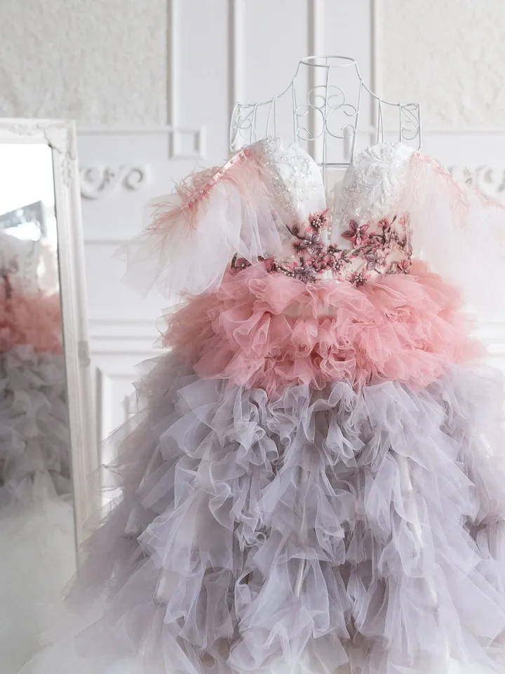 Off Shoulders Wedding Dress, Ombre Tulle Dress, Couture Dress, Tiered Wedding Dress, Fairytale Dress, Prom Gown, Alternative Wedding Dress