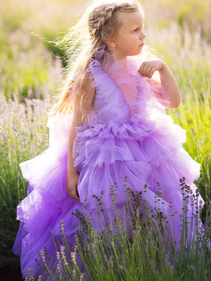 Lavender Tutu Dress, Baby Girl Tiered Dress, Lilac Tulle Dress, Birthday Party Dress, Princess Outfit, Purple Tutu Dress, Photoshoot Dress