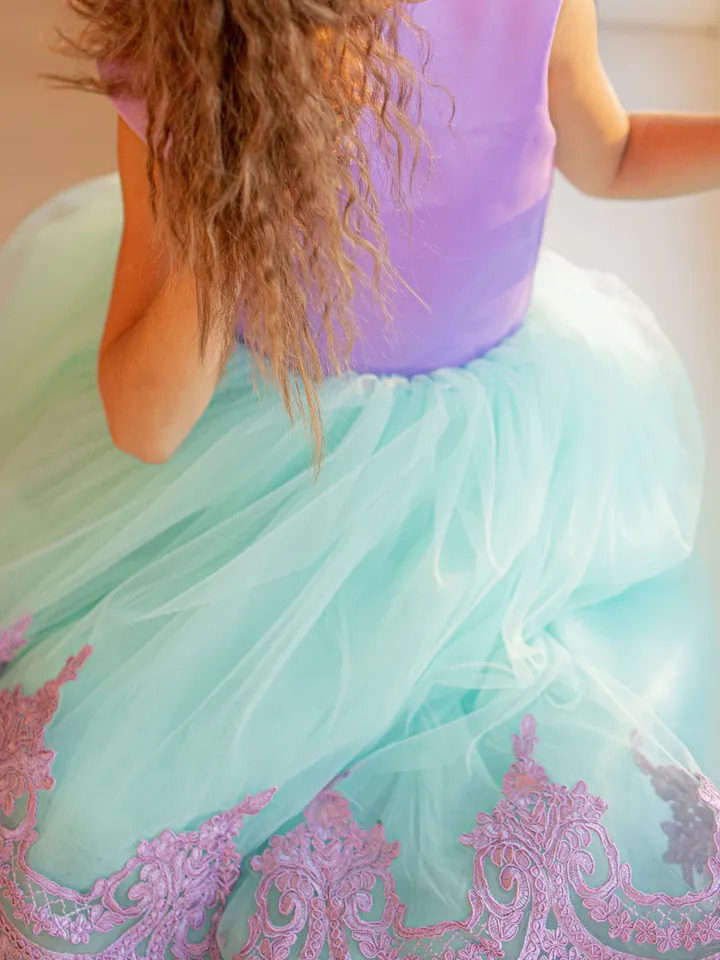 Ariel Tulle Dress, Little Mermaid Dress, Birthday Party Dress, Princess Tutu Dress, Pastel Purple Dress, Toddler Gown Dress, High Low Dress