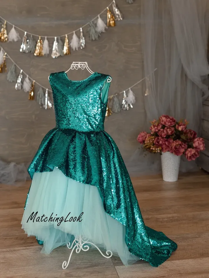 Little Mermaid Dress, Mermaid Outfit For Girls, Ariel Dress, Turquoise Dress, High Low Dress, Elsa Dress, Ariel Cosplay, 1st Birthday Dress