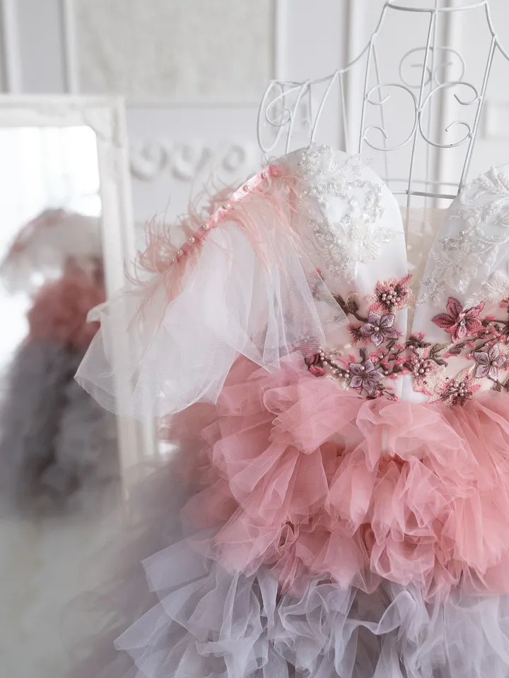 Off Shoulders Wedding Dress, Ombre Tulle Dress, Couture Dress, Tiered Wedding Dress, Fairytale Dress, Prom Gown, Alternative Wedding Dress