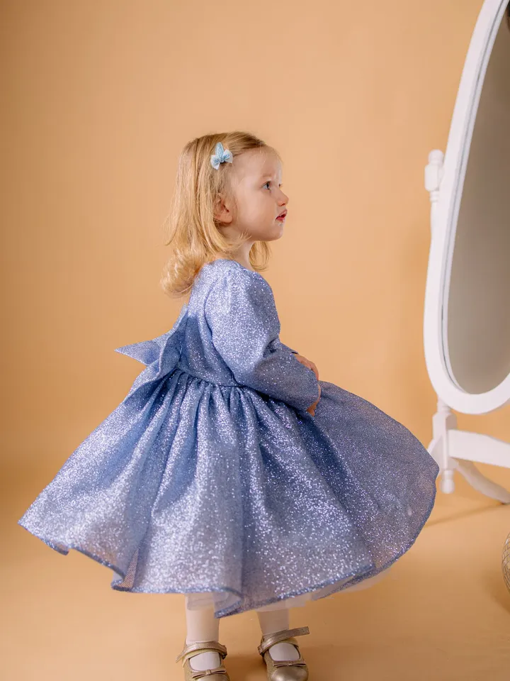 Blue Sparkling Baby Dress, Girl Tutu Dress, 1st Birthday Dress, Glitter Dress, Cake Smash Outfit, Blue Elsa Dress, Tulle Toddler Dress