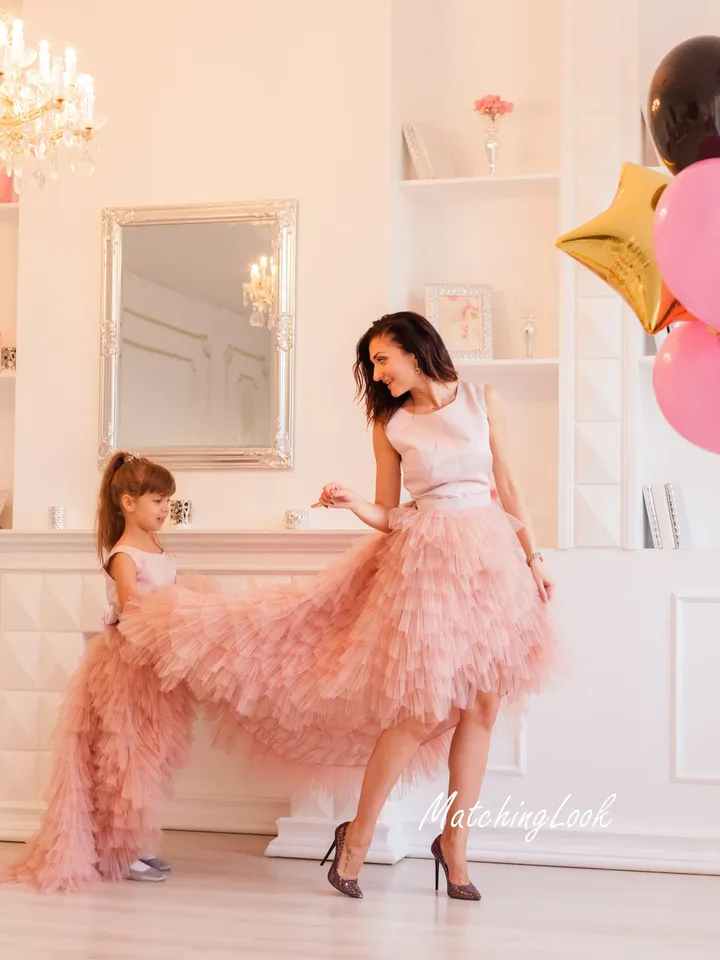 Mommy And Me Dress, Blush Pink Matching Dress, Special Occasion Dress, Flower Girl Dress, Mom And Daughter Dress, Layered Dresses, Photo