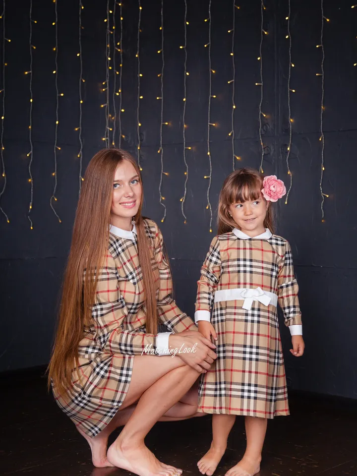 Mommy And Me Outfit, Mommy And Me Dress, Matching Girl Dress, Check Dress, Matching Toddler Dress, Matching Plaid Dress, Matching Outfit