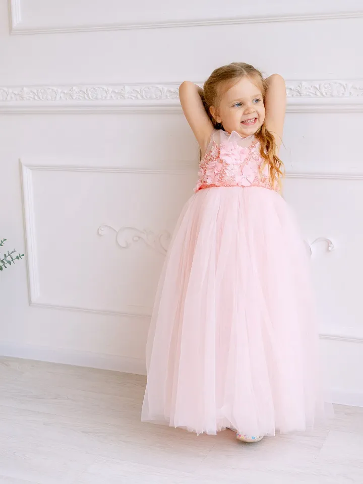 Maternity Mommy and Me Dress, Matching Maternity Photoshoot Dress, Blush Tulle Gown, Maternity Gown with train, Pregnancy Lace Dress