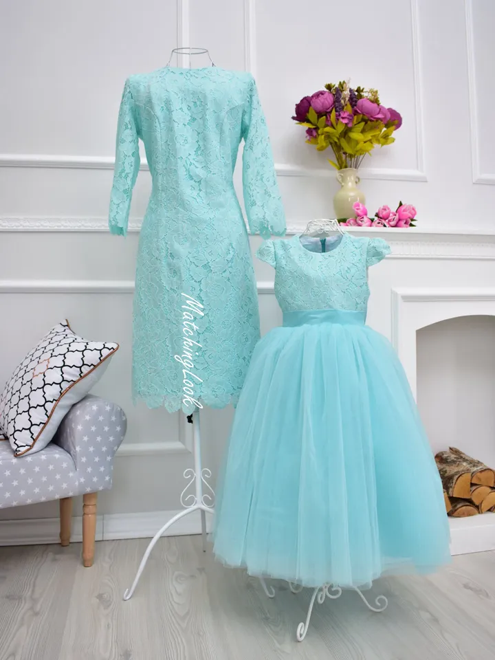 Mint Mommy and Me Dresses, Matching Mother Daughter Dress, Sky Blue Lace Dress, Baby Girl Dress, Photoshoot Dress, Princess Dress, Birthday
