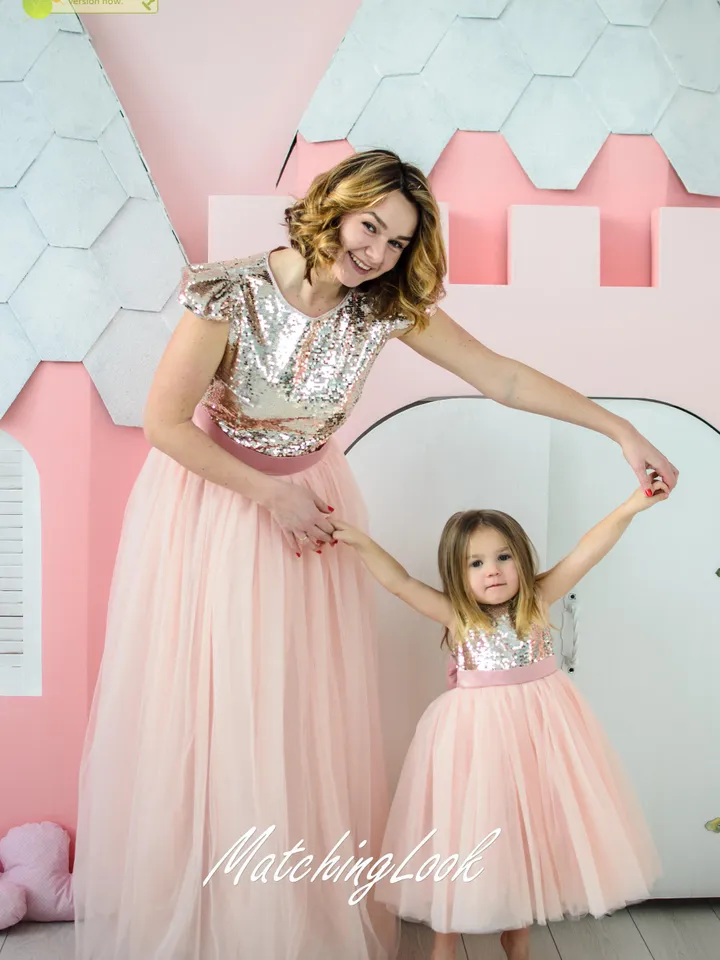 Mother Daughter Matching Dresses, Open Heart Back Dress, Pink Tutu Dress, Baby Girl Party Dress, Photoshoot Dress, Mommy and Me Outfit