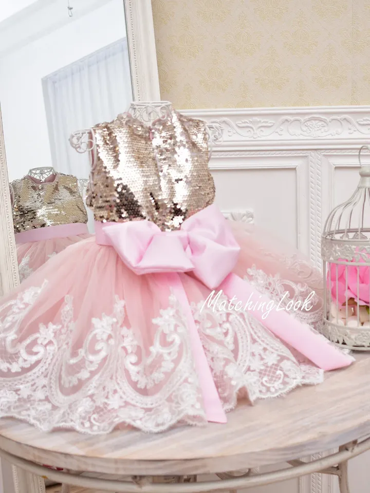 Pink Mother Daughter Matching Dress, Mommy and Me Dress, Special Occasion Dress, 1st Birthday Dress, Baby Girl Tutu Dress, Elegant Dress