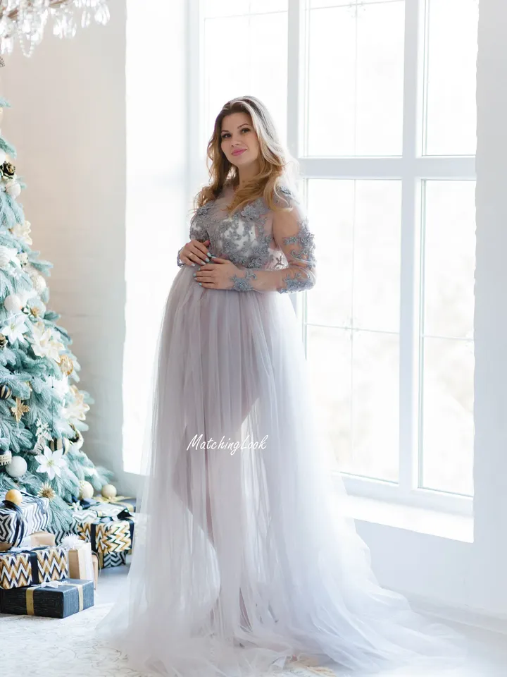 Maternity Dress For Photoshoot, Maternity Gown, Pregnancy Dress, Maternity Photo Props, Maternity Lace Dress, Baby Shower Gowns, Tutu Dress